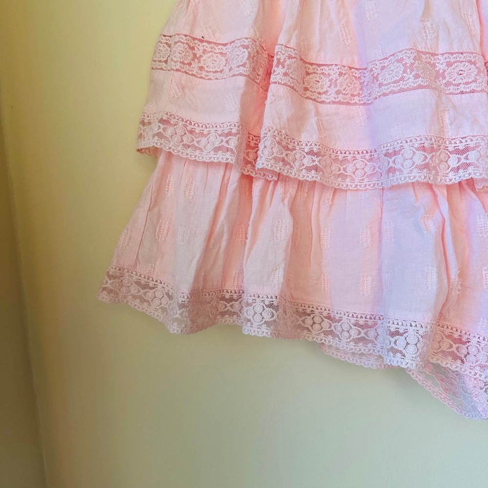 Altar'd State Pink Winslow Lace Tiered Shorts Skirt Size Medium - Picture 5 of 8
